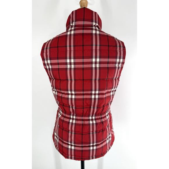 Talbots Duck Down Puffer Vest Jacket Women’s XS Quilted Gorpcore Red Plaid Zip - Picture 3 of 7